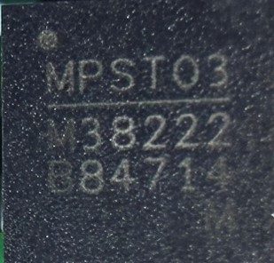 Synchronous step-down converter, marked MPST03 M38222 B84714