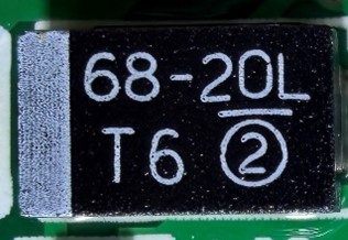 SMD resistor, marked 68-20L T6