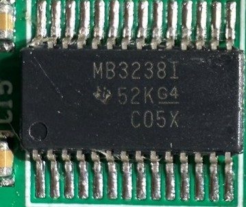 Multi-channel RS-232 line driver/receiver, marked MB3238I 52K G4 C05X