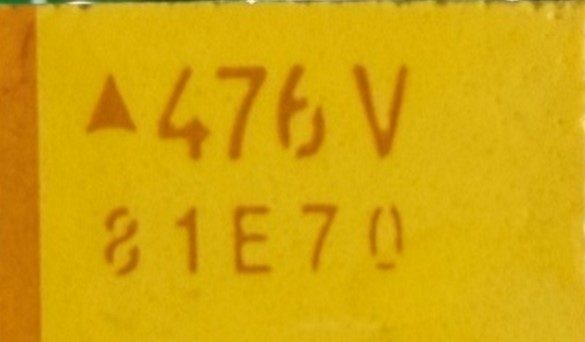 Tantalum capacitor, marked 476V 1E70