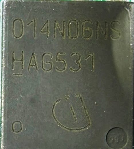 Transistor, marked 014N06NS HAG531