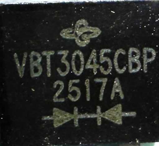 Diode, marked VBT3045CBP 2517A
