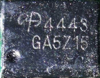 MOSFET, marked 4443 GA5Z15