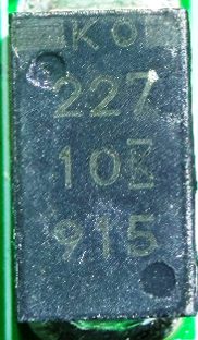 Tantalum capacitor, marked KO 227 10 915