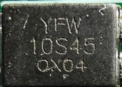 Schottky diode, marked YFW 10S45 OX04