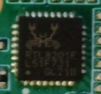 Ethernet controller, marked RTL8201F L51F731 GL21B