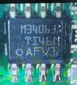 DC/DC converter, marked M34063 (MC34063) TI46M AFV12