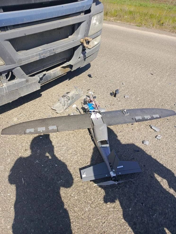 Wreckage of a Hornet that failed an attack on a Russian truck in occupied territory.