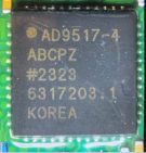 12-channel clock generator with integrated 1.6 GHz oscillator, marked AD9517-4 ABCPZ #2323 6317203,1 KOREA