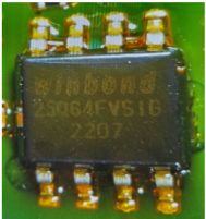 SPI FLASH BIOS memory chip, marked winbond 2SQ64FVSIG 2207