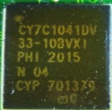 RAM chip (4-Mbit, 256K x 16, SRAM), marked CY7C1041DV 33-10BVXI PHI 2015 N 04 CYP 701379