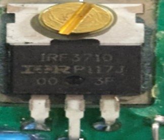 Field effect transistor (MOSFET), marked IRF 3710 IOR P117J 00 3F