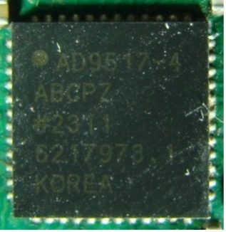 Clock Generator, marked AD9517-4 ABCPZ #2311 6217978.1 KOREA