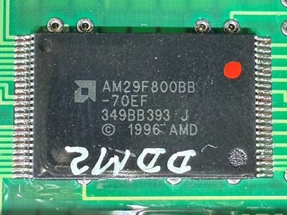 Memory chip, marked AM29F800BB-70EF 349BB393 J 1996 AMD