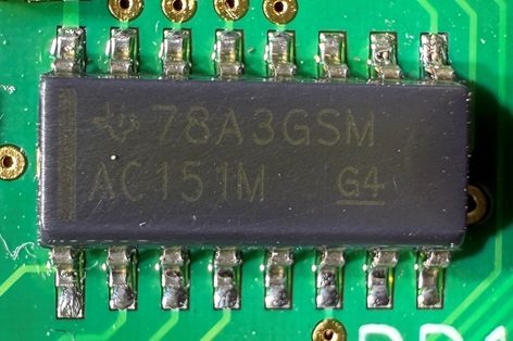 Data Selector/Multiplexer, marked CD74AC151 78A3GSM AC151M G4