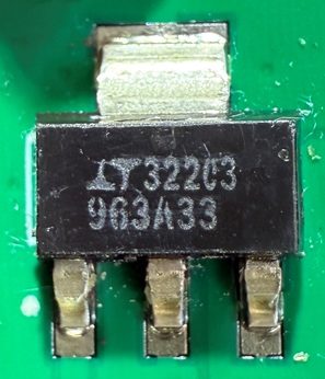 Voltage regulator, marked LT1963A 322C3 963A33
