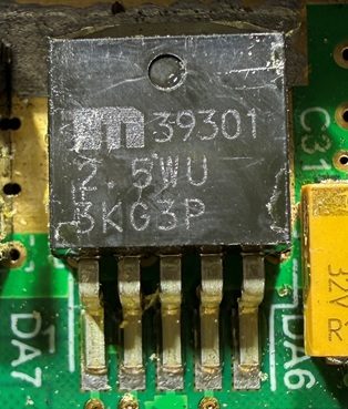 Voltage regulator, marked MIC39301 39301 2.5WU 3KG3P