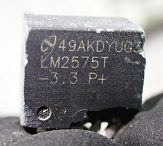 Voltage regulator, marked 49AKDYUG3 LM2575T -3.3 P+