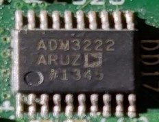 SWID-coded two-channel interface component, marked RS232/V.28 ADM322121 ARUZ 1345