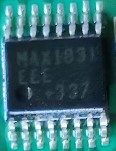 Low-voltage step-down regulator with synchronous rectifiers and internal jumpers, marked MAX1831 EEE 337