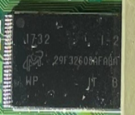 NAND Flash memory, marked I732 I-2 29F32COBAFABA WP IT B