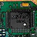 Microcontroller M5-1-4 in the case, marked TQFP44