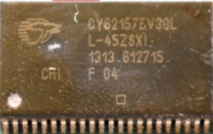 Memory chip, marked SRAM CY62157EV301 L-45ZSXI 1313 612715 CHI F04
