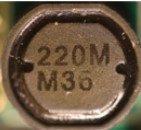 Inductance coil, marked 220M М36