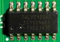 Quad buffer/line driver, marked 74LVC125AD CYS29601 TXD2143D