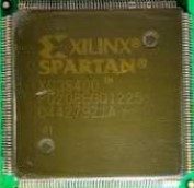 Xilinx Spartan chip (Virtex Field programmable gate array), marked ХC3S400тм PQ208EGQ1225 D4427921A. 41