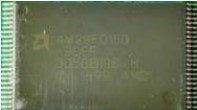 Chip AM29F016D (16Mbit (2M x 8bit) CMOS, flash memory with unified sectors), marked 90EF 305BB196 H 1999 AMD