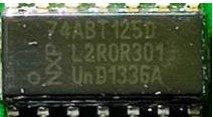 Microcircuit (quadruple buffer, 3 states,), marked 74ABT1250 L2R0R301 UnD1336A