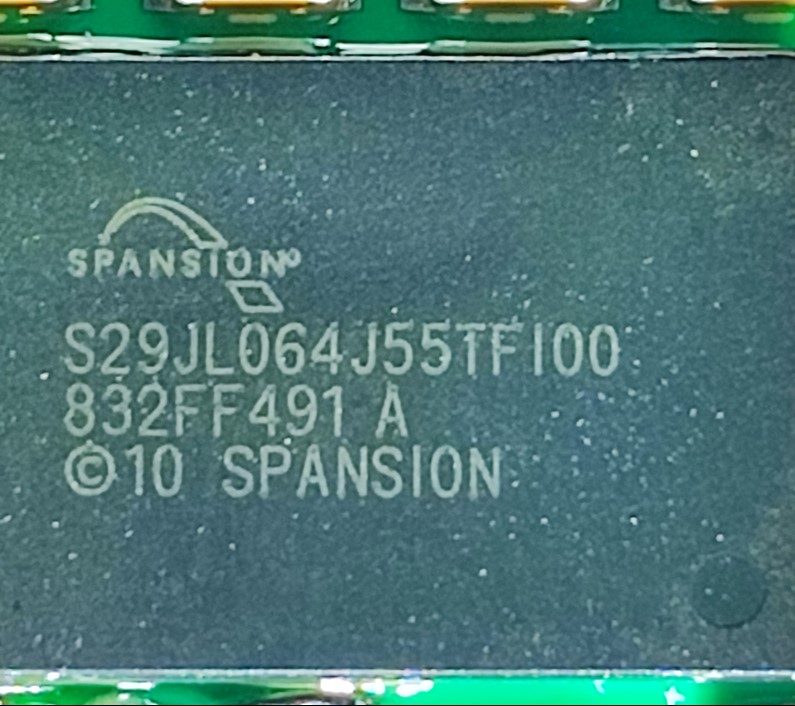 64-megabit flash memory device, marked S29JL064J55TFI00 832FF491 A (DD3)