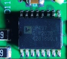 Four-channel operational amplifier, marked OP497 G #2038 4281690.1