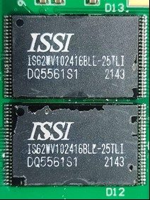 Memory, marked IS62WV102416BLL-25TLI DQ5561S1 2143