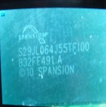 64 MB flash memory chip, marked SPANSION S29JL064J55TF100 832FF491A 10 SPANSION
