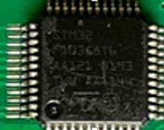 Microcontroller, marked STM32 F103G8T6 TWN AA1144 STM32F103