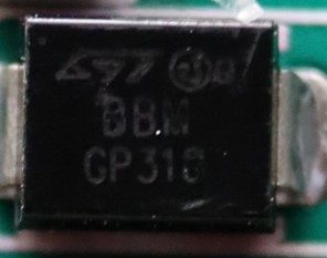 Diode, marked SMBJ13CA BBM GP310