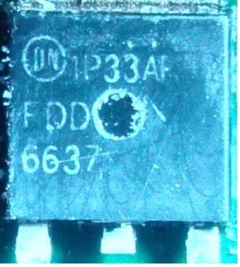 Field-effect transistor, marked 1P33AP FDD 6637