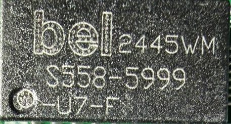 Pulse transformer, marked BEL2445WM S558-5999 U7-F