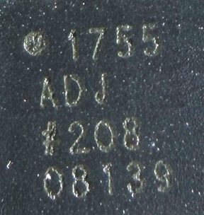Linear voltage regulator, marked 1755 ADJ #208 08139