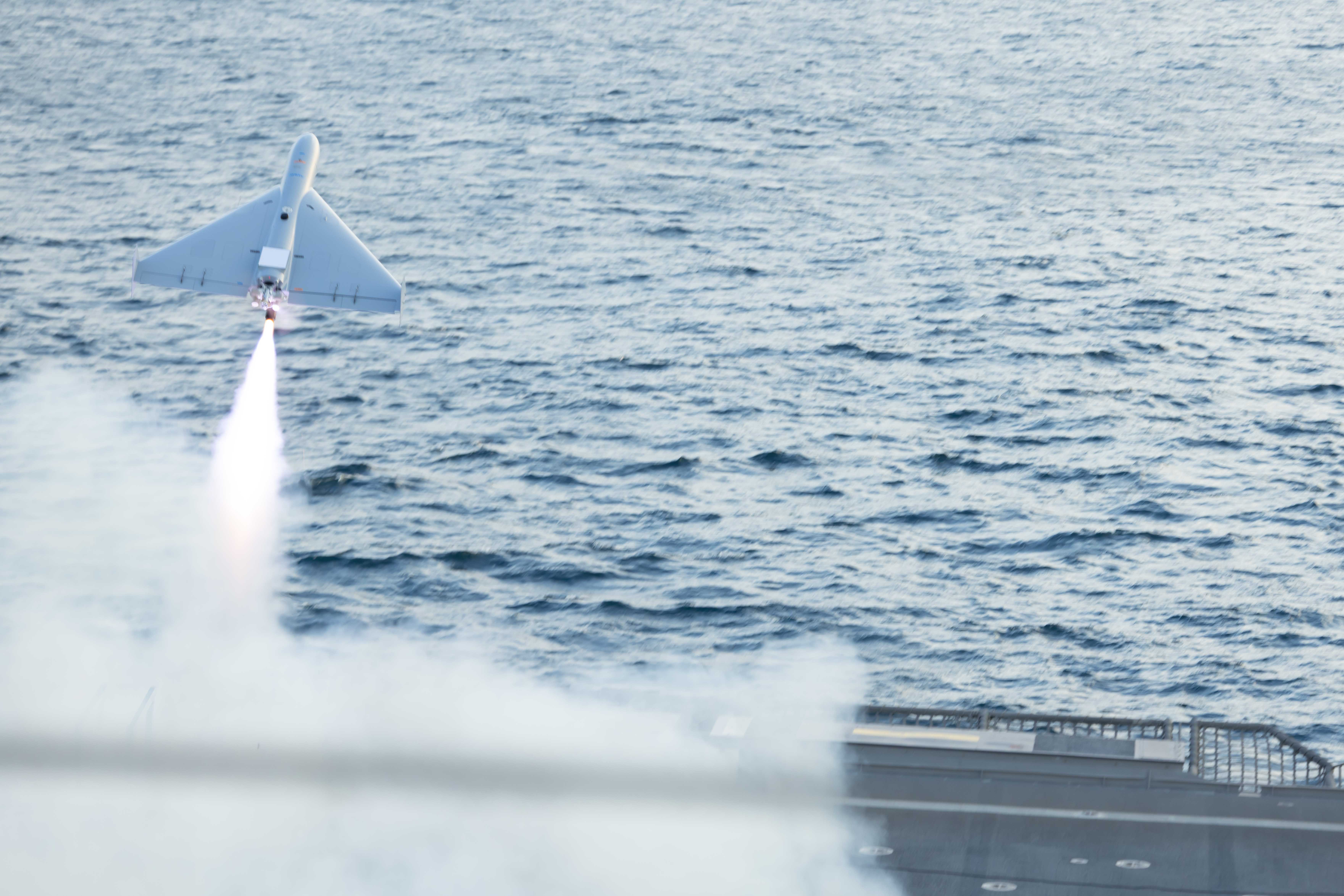 A LUCAS launches from the littoral combat ship USS Santa Barbara in the Arabian Gulf, December 2025.