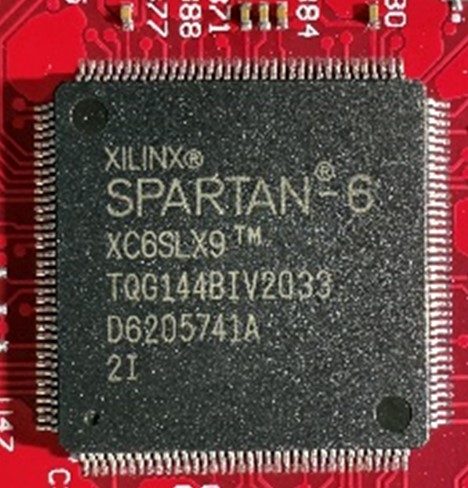 FPGA, marked XILINX SPARTAN-6 XC6SLX9 TQG144BIV2033 D6205741A 2I