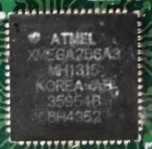 8/16-bit microcontroller, marked XMEGA256A3 MH1315 35954B №8H4352