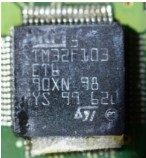 32-bit ARM based microcontroller, marked STM32F103 VETb 90XN 98
