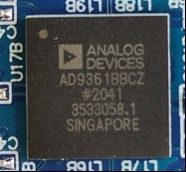 × 2 RF transceiver with built-in 12-bit DAC and ADC, marked Analog Devices AD9361BBCZ #2041 3533058.1