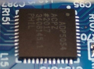 Voltage regulator, marked ADP5054 ACPZ #2017 3408145.1 PH1L