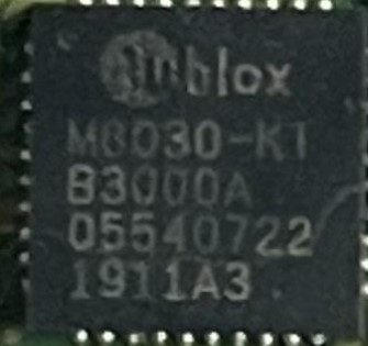 GNSS signal receiver, marked UBLOX M8030-KT