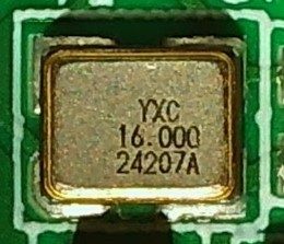 Quartz resonator 16 MHz, marked YXC 16.000 24207A