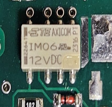 Medium power relay (5-20A), marked TE AXICOM IMO6 12 VDC